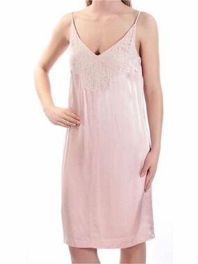 1 State V-Neck Spaghetti Strap Pink Slip Dress(Size Small)